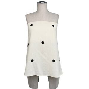 Strapless Polka Dot Tube Top Black Ivory Soft A-Line Summer Minimalism